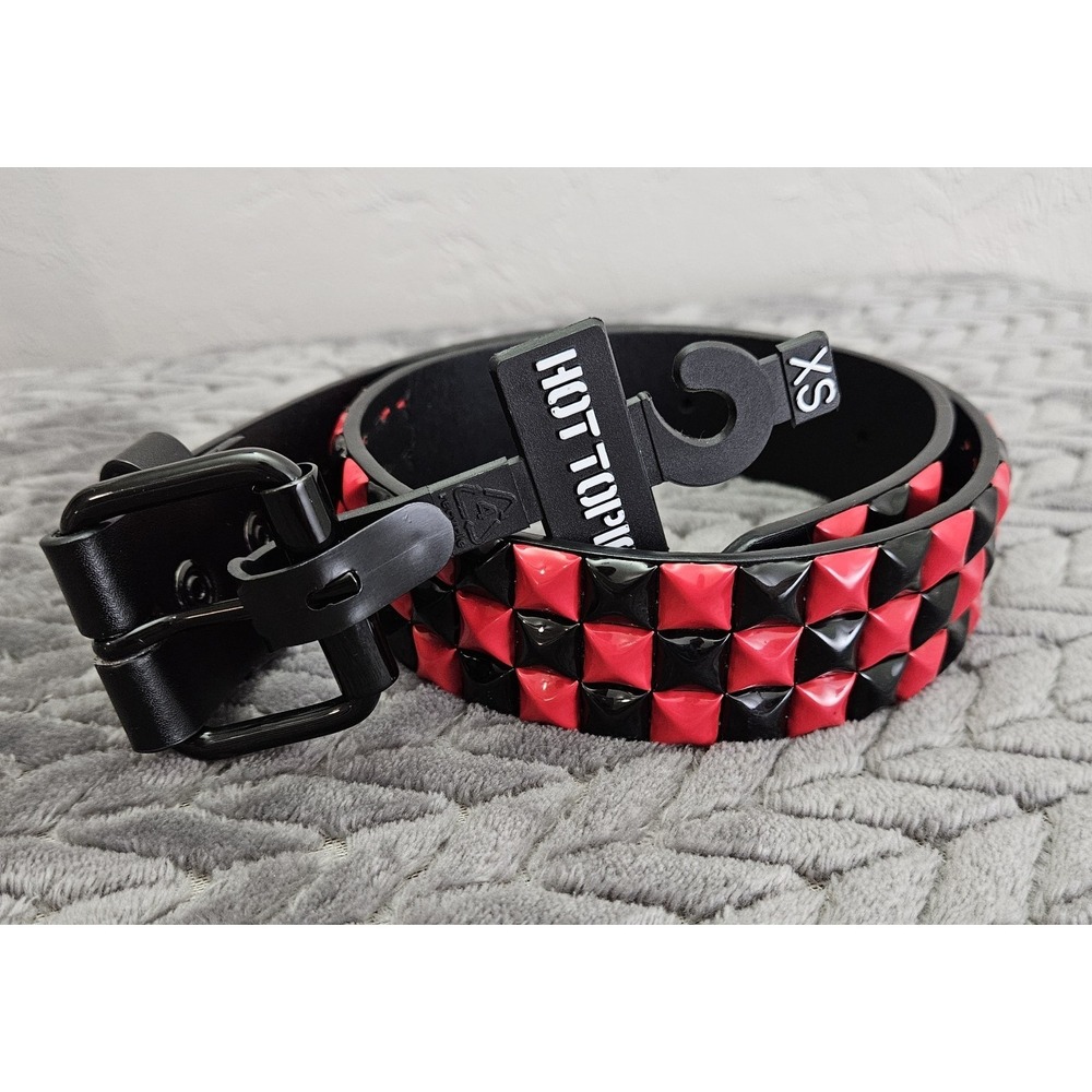 NEW*Hot Topic Black Red Stud Rocker Biker Punk Gothic Belt Size Extra Small XS